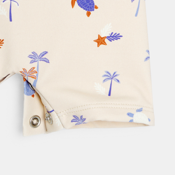 بدلة جمبسوت قصيرة، مضادة للأشعة فوق البنفسجية، باللون البيج، للفتيان الصغار